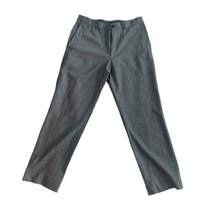Men’s Dress Pants ETRO Milano Flat Front Tailored Fit Gray Striped Wool Pants